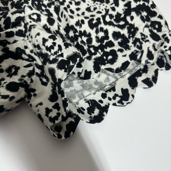 J.Crew Women's Black White Linen Animal Print Scalloped Shorts Size 4 - Picture 5 of 11